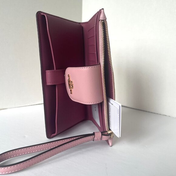 Coach Phone ID Wallet Wristlet CW780 Powder Pink Signature Canvas Clutch Bag - Picture 6 of 10